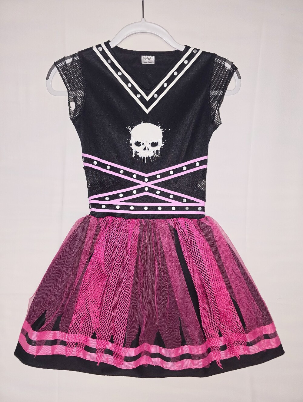 Girls' Black and Pink Skull Cheerleader Tutu Costume Dress
